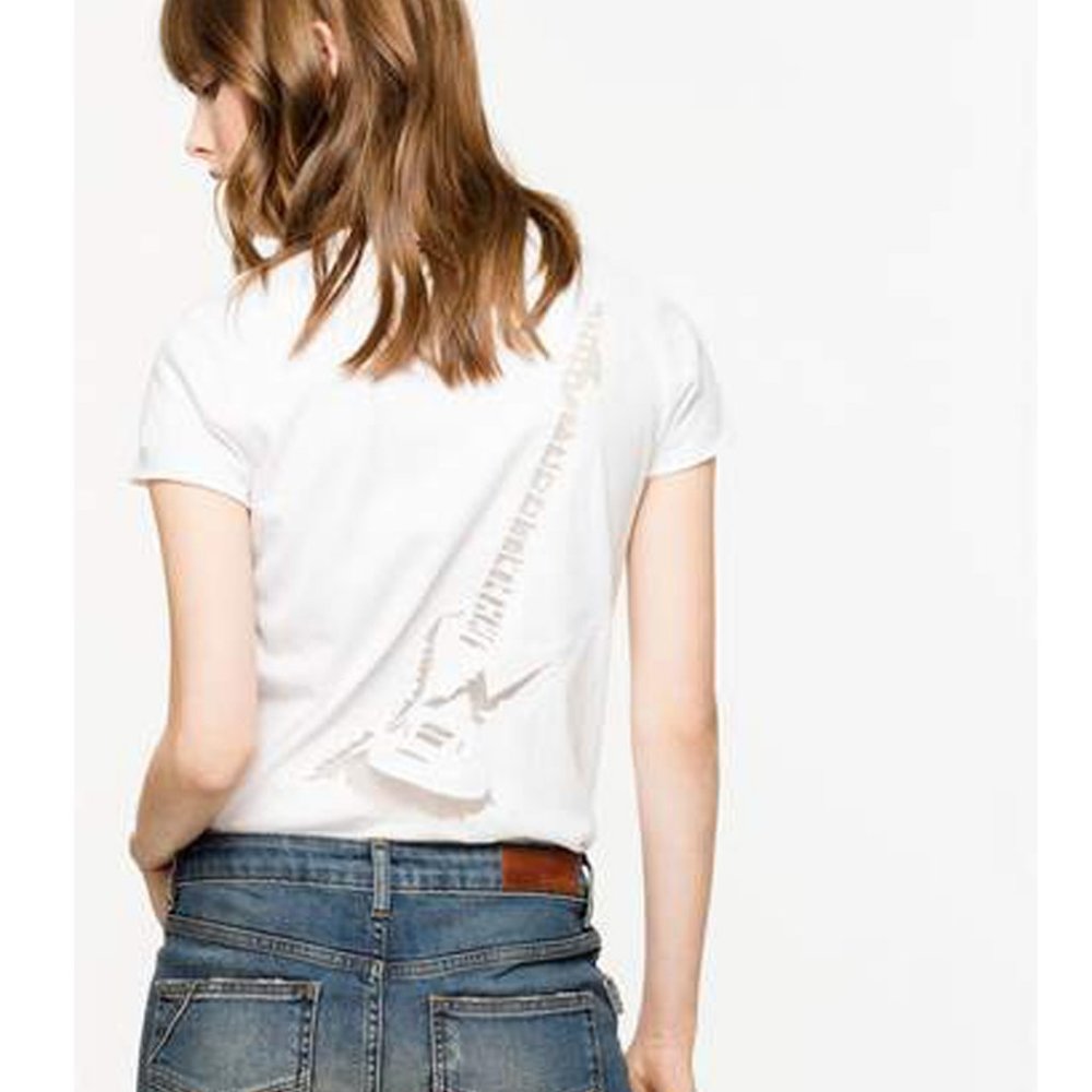 NWT Zadig & Voltaire Women-Girl White Story Fishnet Rock "n" Roll T-Shirt